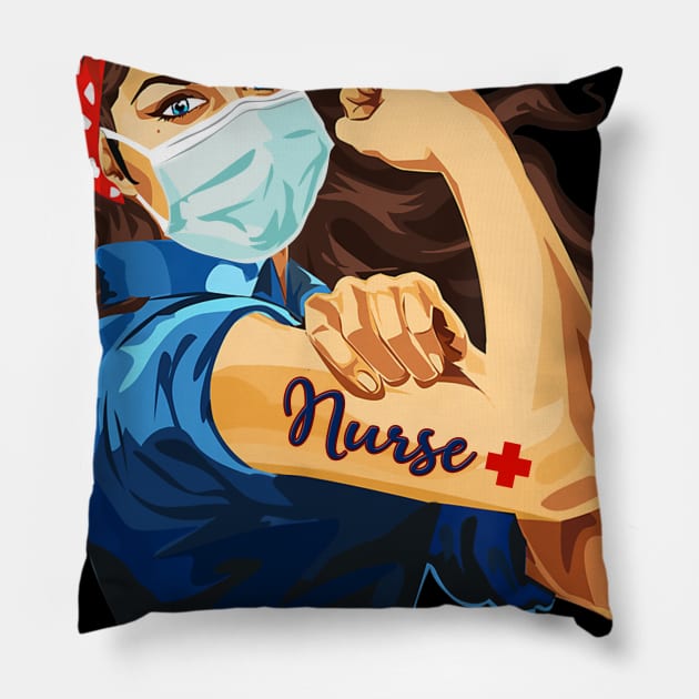 Nurse With Mask Face Nurse Life Disease Pillow by cruztdk5