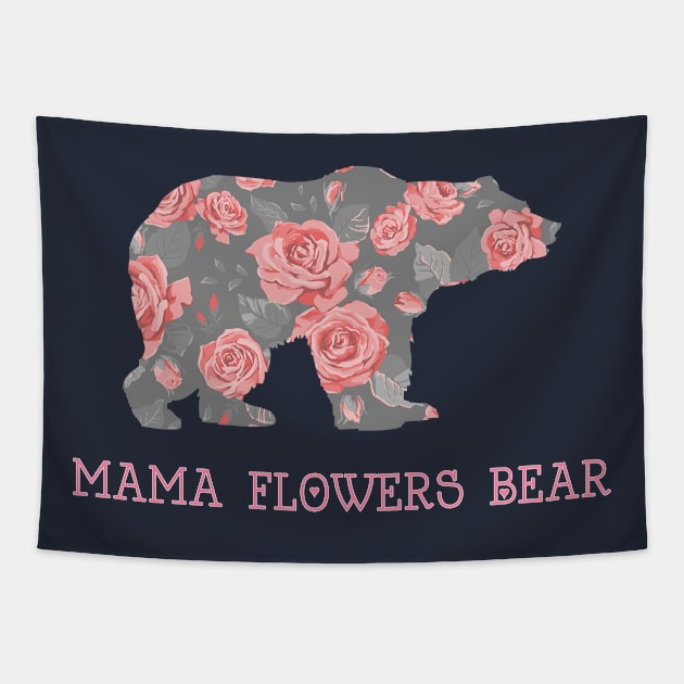 Flowers Mama Bear Beautiful Colorful Design Gift Tapestry by klimentina