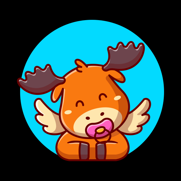 Cute Baby Moose With Pacifier Cartoon by Catalyst Labs