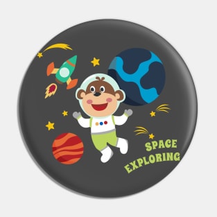 Space monkey or astronaut in a space suit with cartoon style Pin