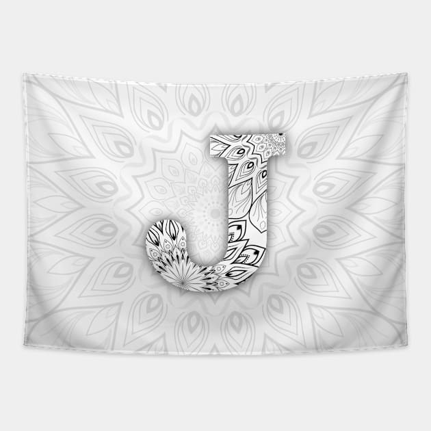 'J' Intricate Pattern Tapestry by grafi_doodles