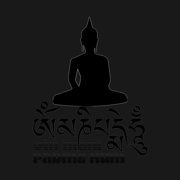 Tibetan Buddhist Mantra Om Mani Padme Hum with Buddha by TammyWinandArt