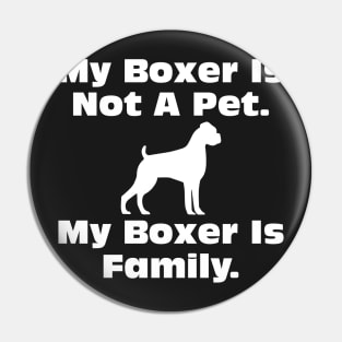 Dog Lovers My boxer Is Not A Pet My Boxer Is Family Art Pin