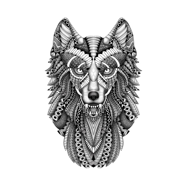 Grey wolf aztec pattern by Dezigner007