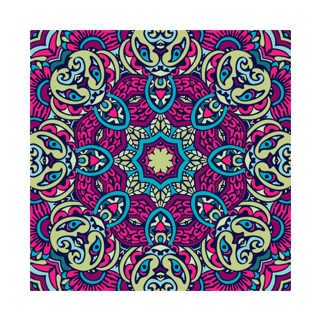 Colorful Indian Mexican Ethnic Oriental Rug Mandala Boho Pattern by jodotodesign