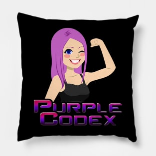 Purple Codex black Pillow