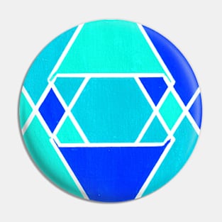 Inverted Blue Geometric Abstract Acrylic Painting Pin