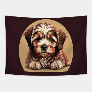 A Redish Brown Havanese Dog Cartoon Tapestry