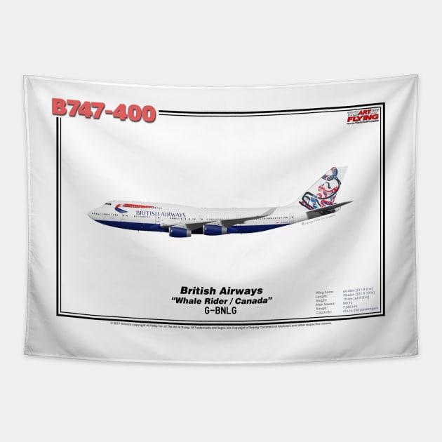 Boeing B747-400 - British Airways "Whale Rider / Canada" (Art Print) Tapestry by TheArtofFlying