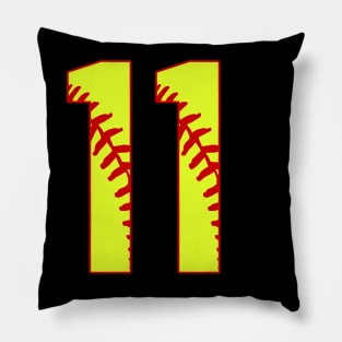 Fastpitch Softball Number 11 #11 Softball Shirt Jersey Uniform Favorite Player Biggest Fan Pillow