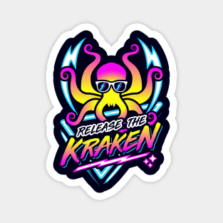 Release The Kraken Retro Neon Synthwave 80s 90s Magnet