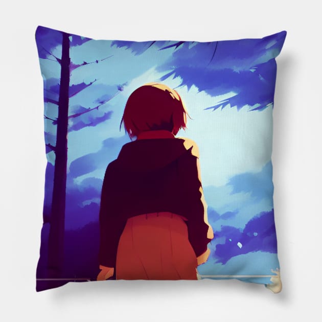 Girl In The Forest Pillow by DoodleStoreHouse