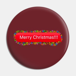 Merry Christmas Chat Bubble with Christmas Lights (Celebration Message) Pin