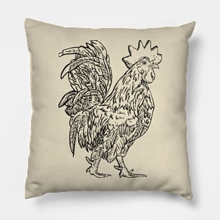 Line drawing rooster Pillow