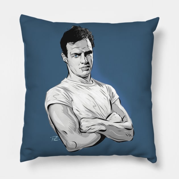 Marlon Brando - An illustration by Paul Cemmick Pillow by PLAYDIGITAL2020