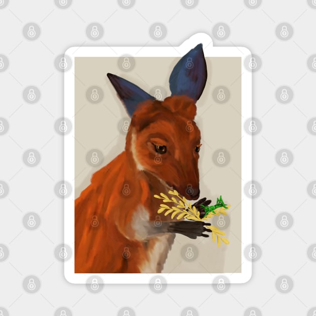 Kangaroo and grasshopper Magnet by Antiope