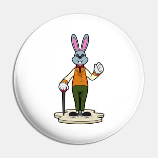 Rabbit as Gentleman with Cane Pin