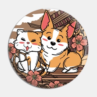 Cat And Dog Are Happy Together Pin