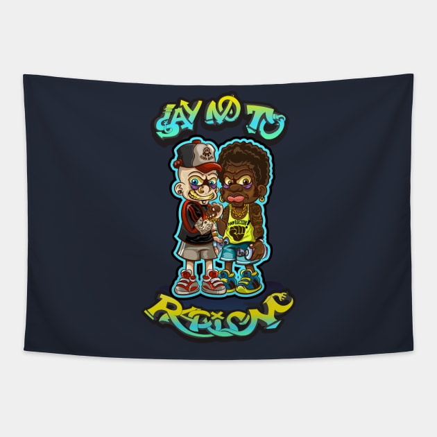 Say no to prejudice, say no to racism! Tapestry by OLIVER ARTS