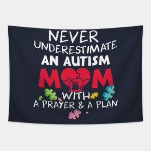 Never Underestimate Shirt Autism Mom Tshirt Autism Tapestry