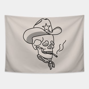 Western Cowboy Hat Skull Smoking Tapestry