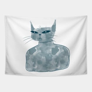 Cute and confused gray alien cat Tapestry