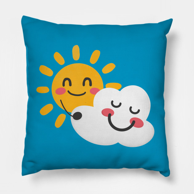Sun Hugging Cloud Cute Kawaii Design Kawaii Cute Pillow