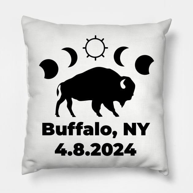 Buffalo Total Solar Eclipse 2024 Pillow by KatelynDavisArt