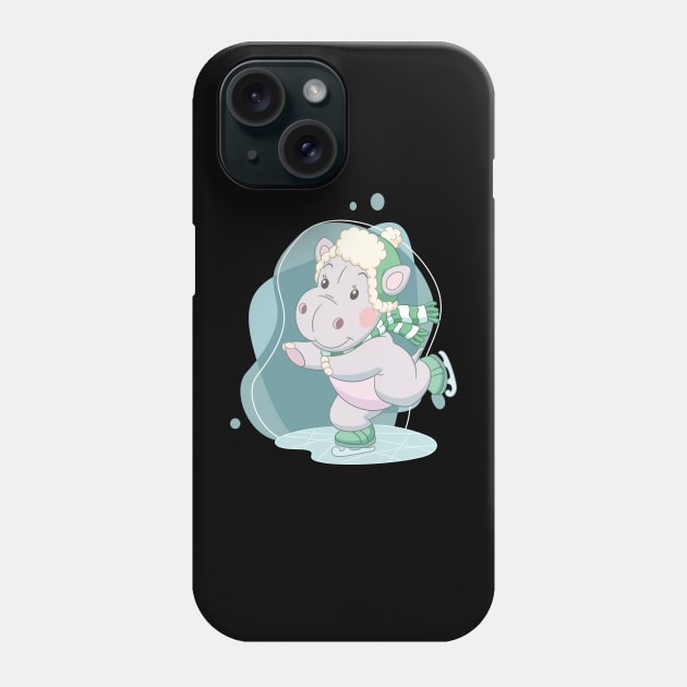 Cute and Smart Cookie Sweet hippo ice skating hippopotamus cute baby outfit Phone Case by BoogieCreates