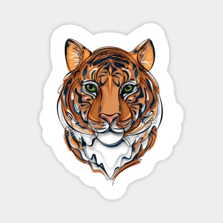 Continuous Line Tiger Portrait. 2022 New Year Symbol by Chinese Horoscope Magnet