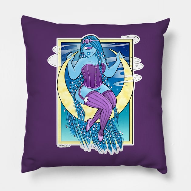 Lunar Monster Goddess Pillow by Raven's Random