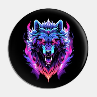 Full Moon Lone Aplha Blue Dire Wolf Pin