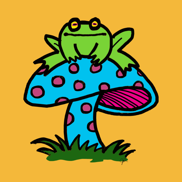 frog on a mushroom by wolfmanjaq