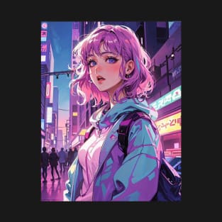 Pink street anime girl T-Shirt