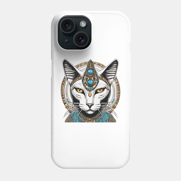 Egyptian cat white Phone Case by JnS Merch Store