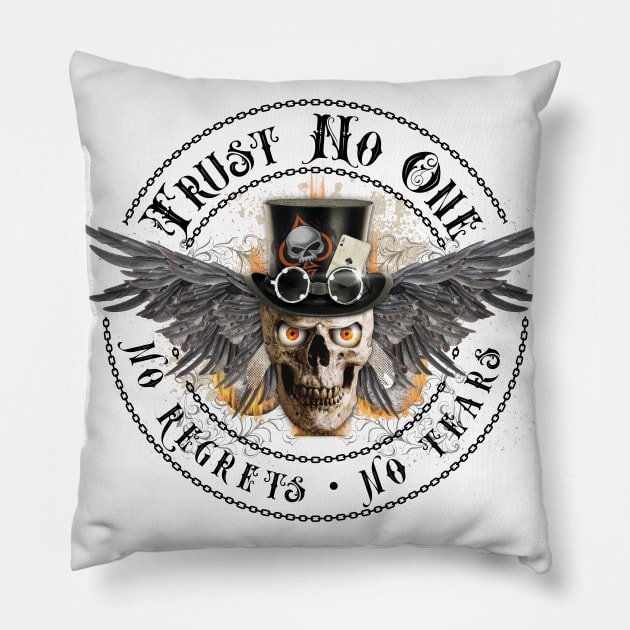 Burning Spade Skull Trust Pillow by TAS Illustrations and More