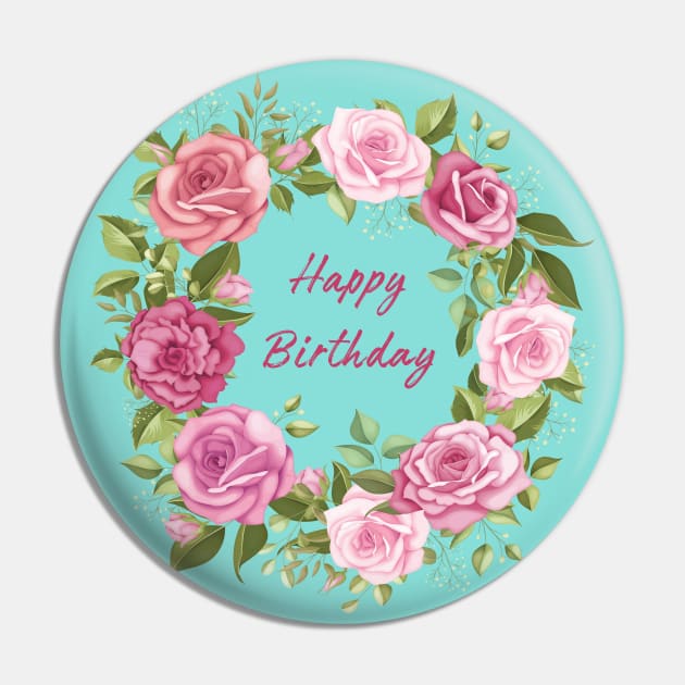 Happy Birthday Rose Pin by Jean Plout Designs