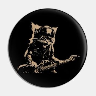 Rock Cat Playing Guitar Pin