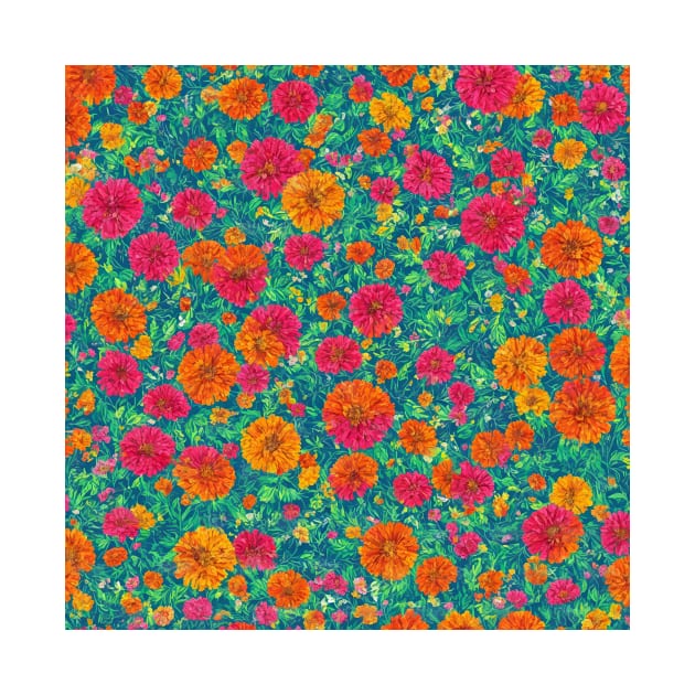 Lively Zinnia Bloom Pattern by MBSCREATIVES