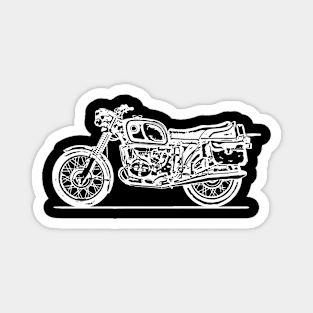 R75 Bike With Leather Pack White Sketch Art Magnet