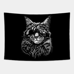 Realistic cat with eye patch Tapestry