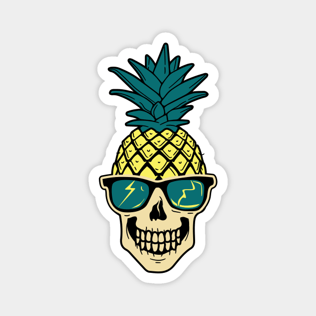 mowhawk pineapple skull Magnet by 4ntler