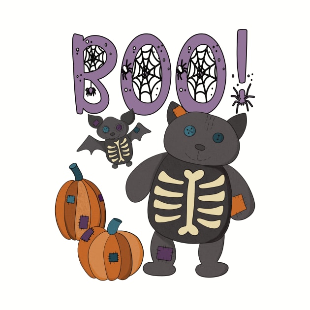 Boo Halloween Bat and Cat by Alissa Carin