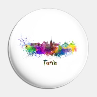 Turin skyline in watercolor Pin