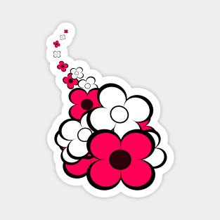 Hot Pink and White Flowers Magnet