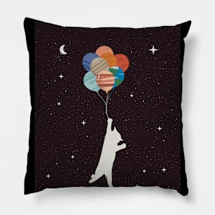 Cat and planet balloon Pillow