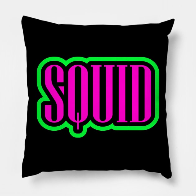 Neon Squid Pillow by Jokertoons