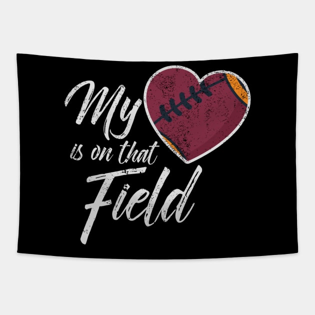 Football Mom Shirt Personalized - My Heart Is On That Field Personalized Football Mom T-shirt Football Mom Shirt Custom With Number Game Day Tapestry by johnii1422