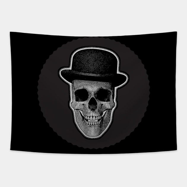 Skull with Bowler Hat Tapestry by EnriqueV242