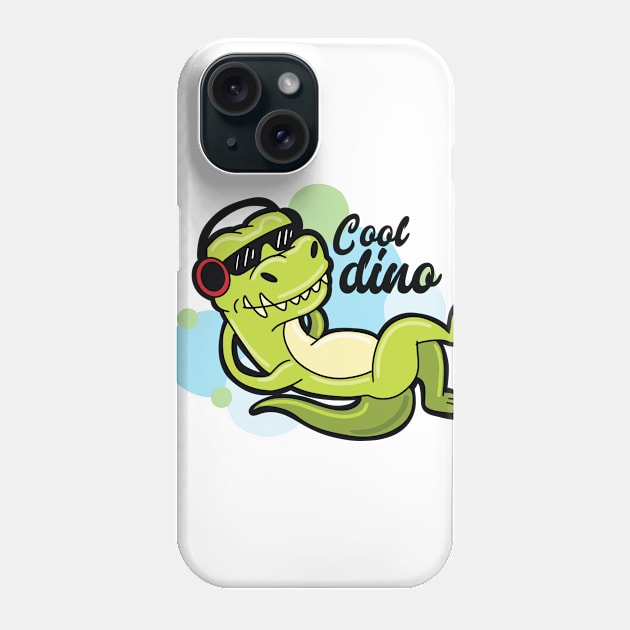 Dino with headphone Phone Case by peace and love